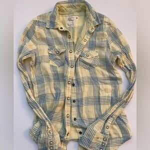 Y2K American Eagle Outfitters yellow plaid flannel